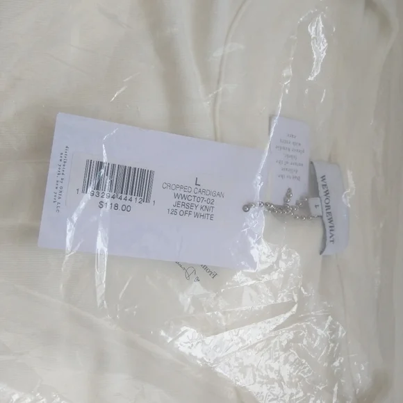 WeWoreWhat We Wore What Knit Cropped Cardigan Off White Viscose Button Down Top - Picture 12 of 12